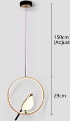 Suspension oiseau — Rond doré