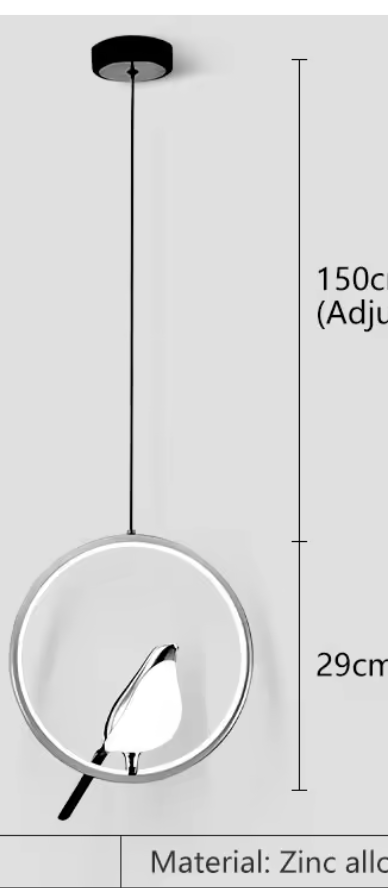 Suspension oiseau — Rond argenté