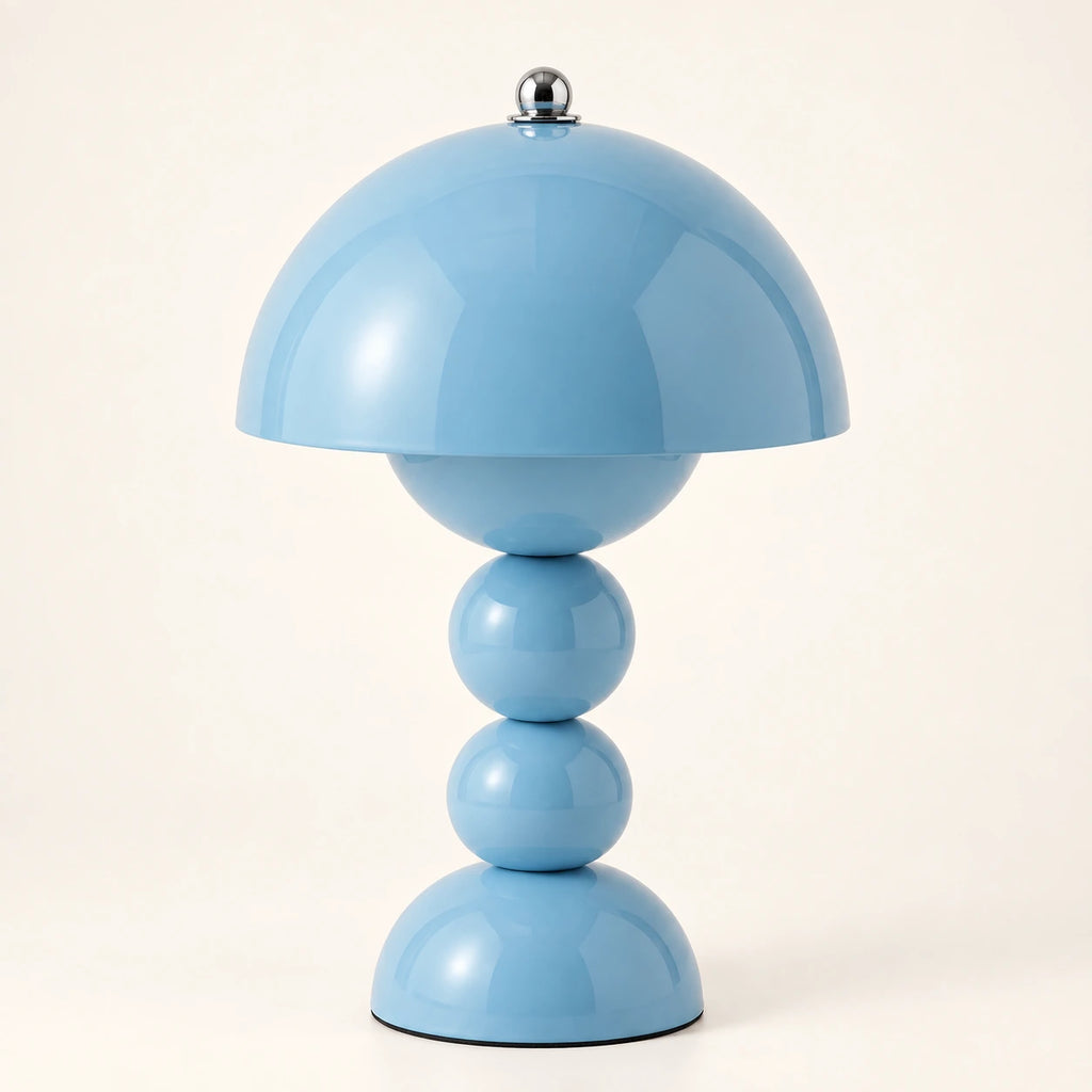 Perlina bleu ciel, lampe de table à pied perlé