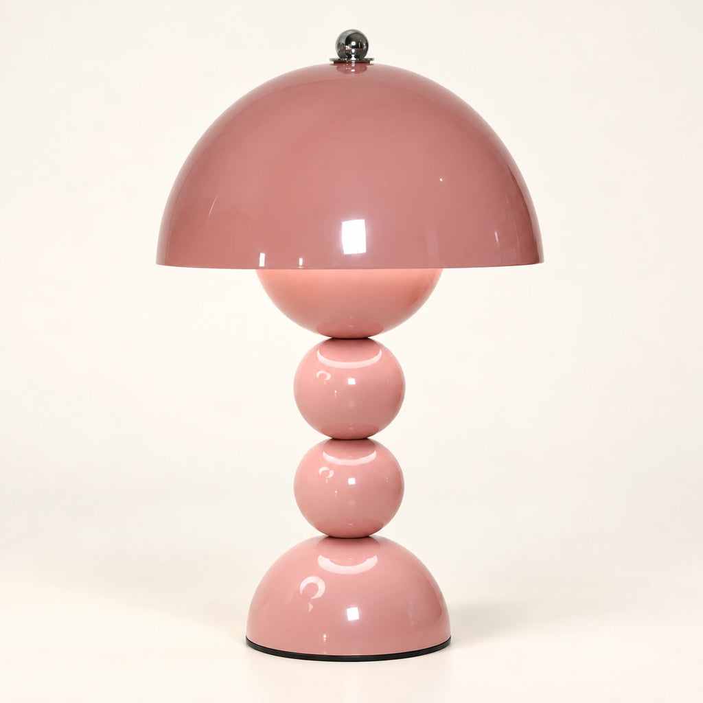 Perlina rose, lampe de table à pied perlé
