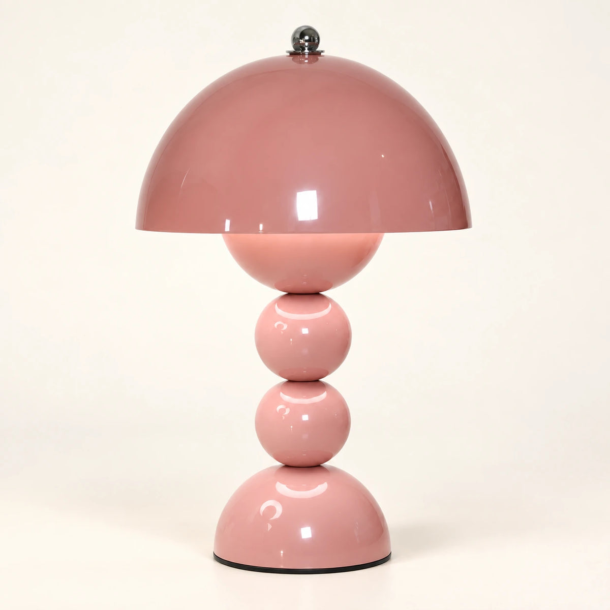Perlina rose, lampe de table à pied perlé