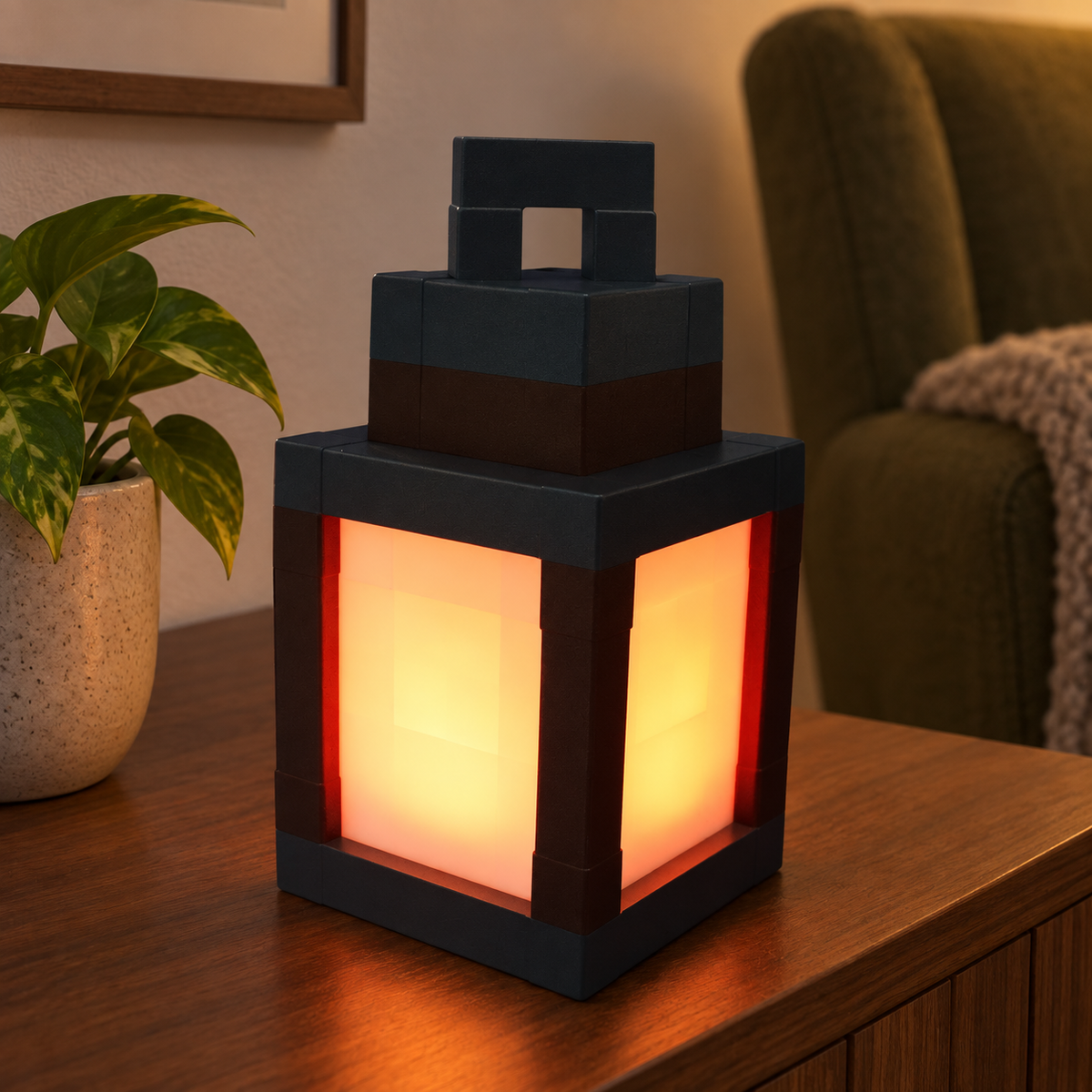 Pixelia — mise en scène générée : console, éclairage orange