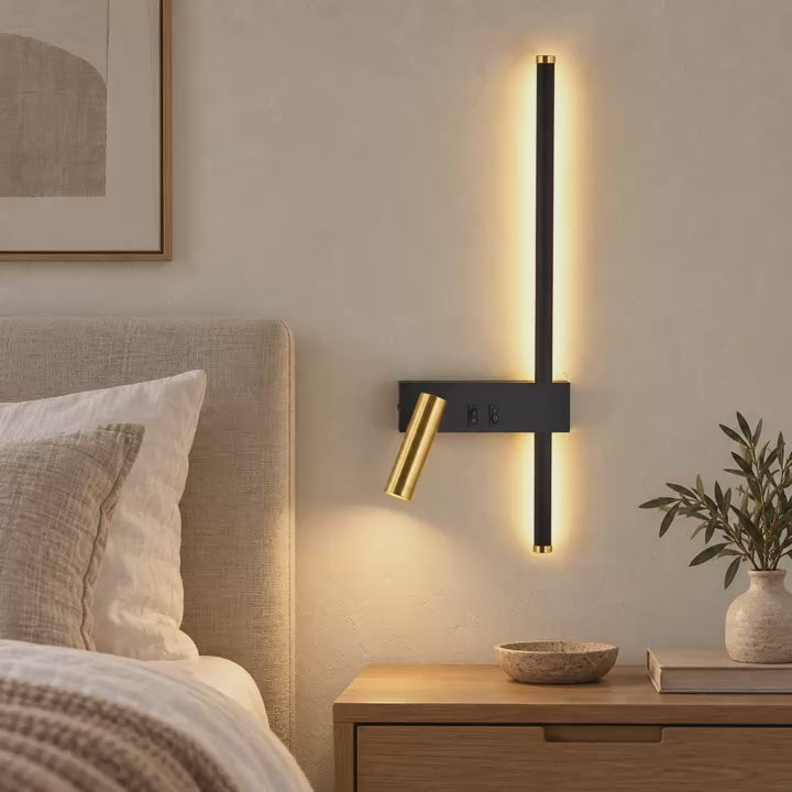 Lampe de Chevet Murale LED Moderne — trois ambiances illustratives, boucle de 12 secondes