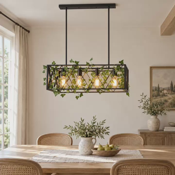 Suspension Treille 63 cm noire — trois ambiances illustratives, 12 secondes