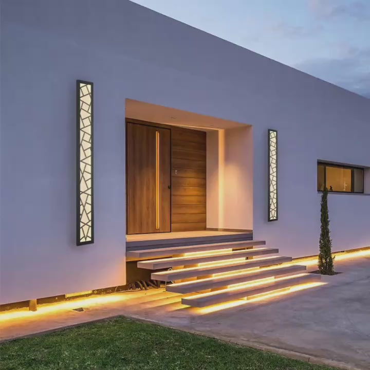 Applique Murale LED Extérieure IP65 Mosaïque — trois ambiances illustratives, boucle de 12 secondes