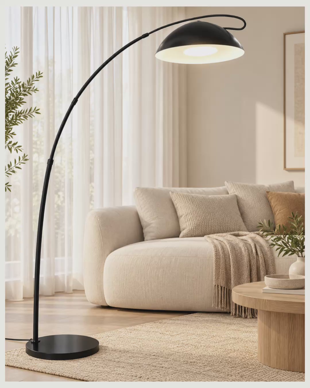 Lampe à arc dôme noir et blanc — présentation illustrative de 12 secondes