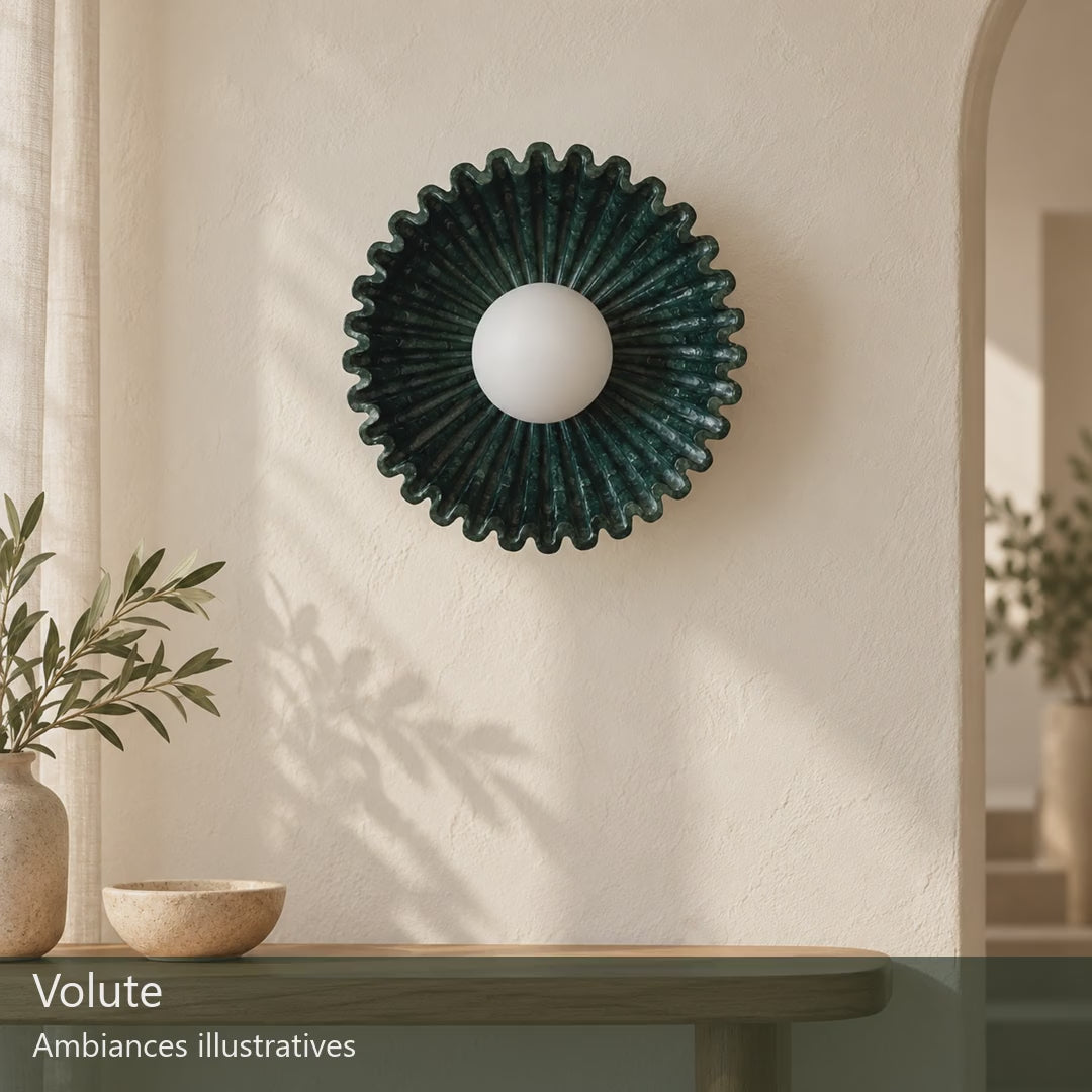 Volute — montage de deux décors créés à partir des références du modèle, 8 secondes, sans son. Aucune démonstration de fonctionnement.