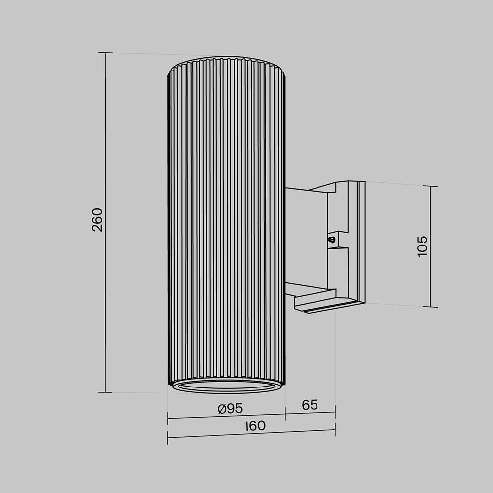 Rando Grand O419WL-02 — dessin coté fabricant : hauteur 26 cm, diamètre 9,5 cm et profondeur totale 16 cm.