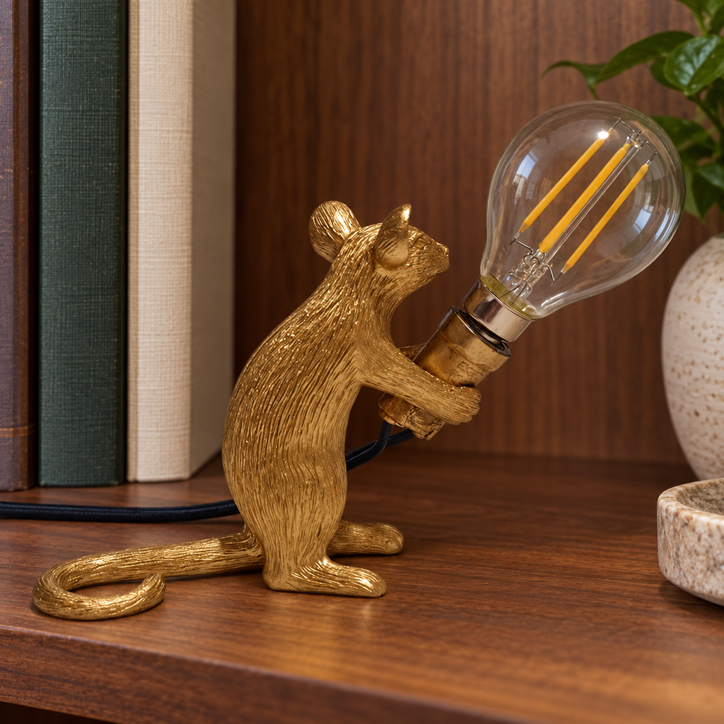 Lampe souris dorée — décor illustratif 2