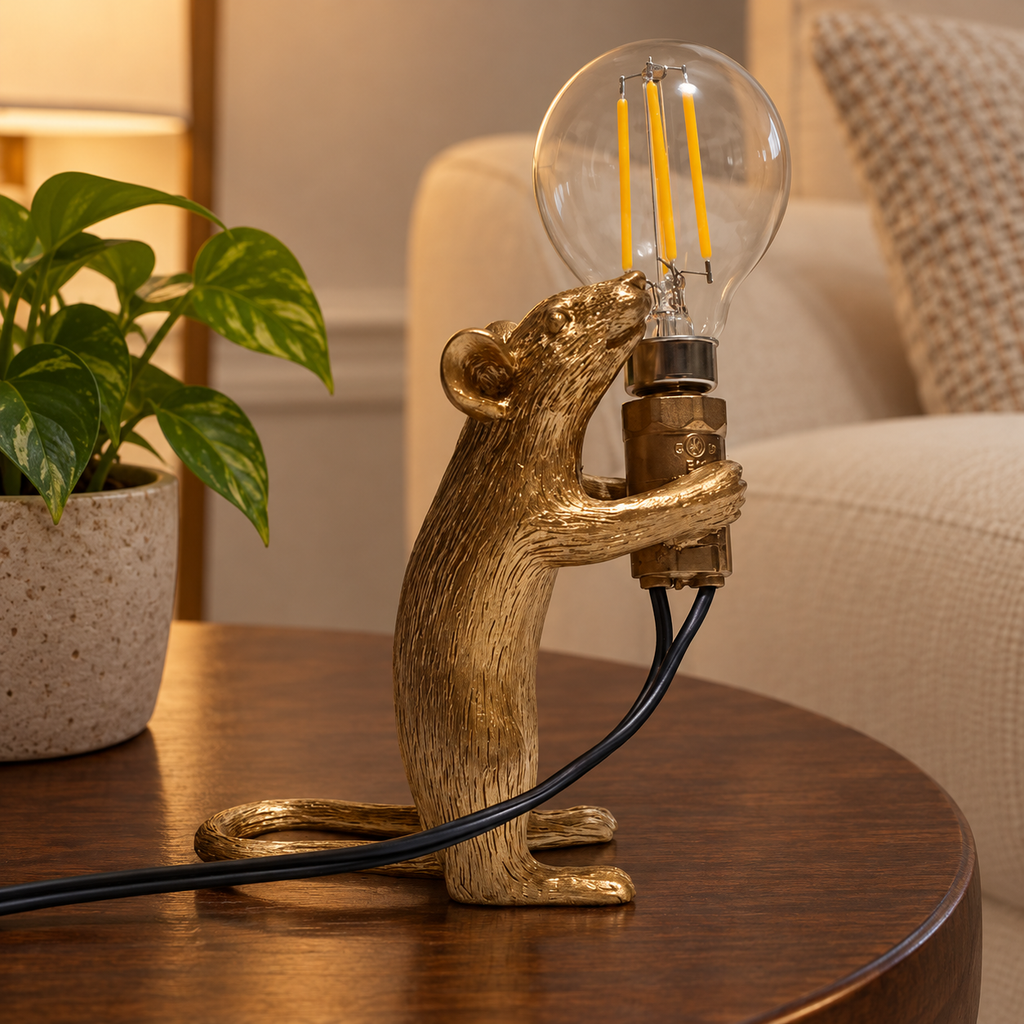 Lampe souris dorée — décor illustratif 4