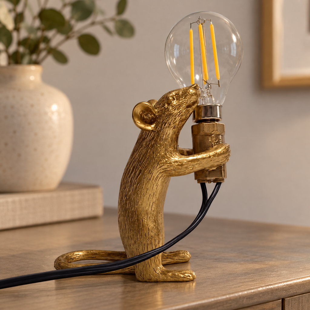 Lampe souris dorée — décor illustratif 7