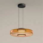Stratéa Suspension Verre Structure à Plusieurs Niveaux - Ambre - 1Couche D25 cm - Blanc Chaud