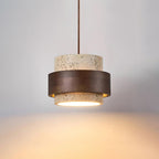 Tavélia — suspension simple en travertin et bois