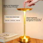 Lampe de Table Dimmable – Or/Argent/Noir, Design Moderne avec Fonction de Charge USB-C pour Salon ou Chambre