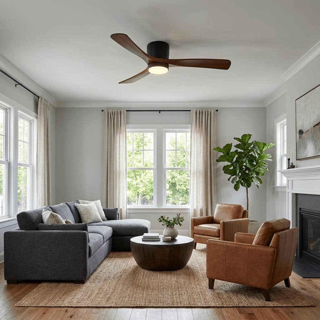 Zéphire — ventilateur de plafond en bois avec lumière, vue 10