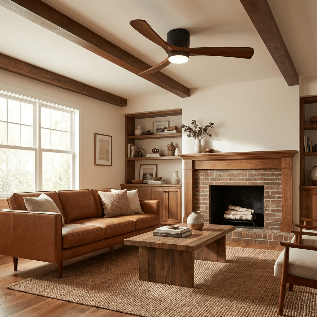Zéphire — ventilateur de plafond en bois avec lumière, vue 3