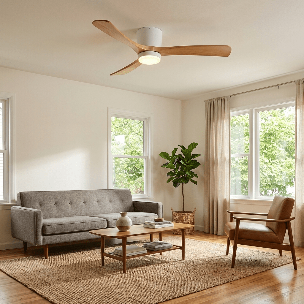 Zéphire — ventilateur de plafond en bois avec lumière, vue 5
